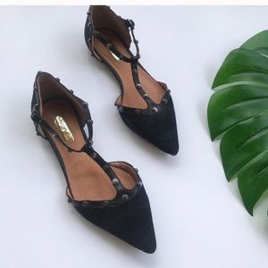 Anthropologie Halogen black studded pebble flats